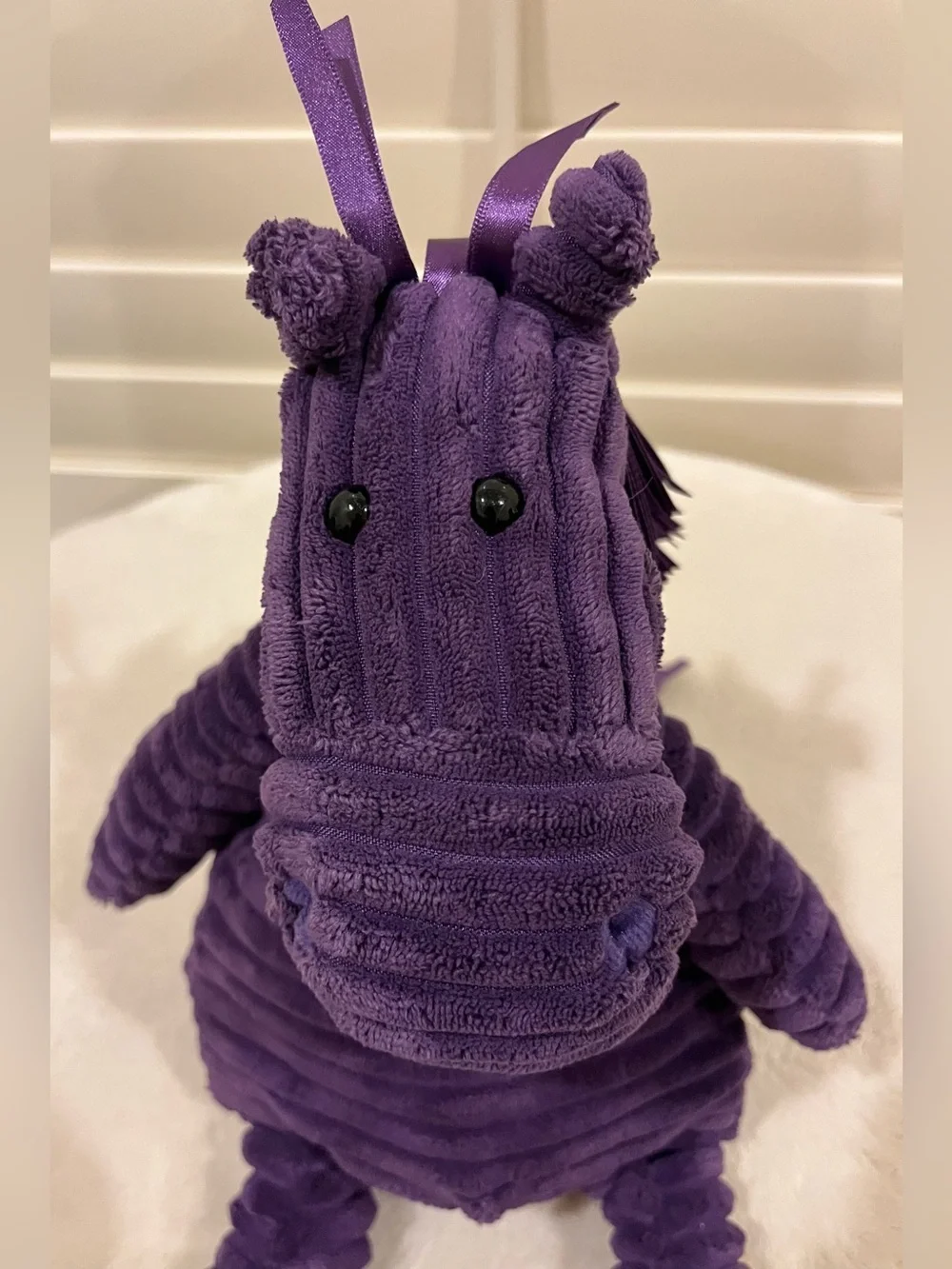 Jellycat Cordy Roy Horse Plush Purple Corduroy Stuffed Animal Toy Ribbon 16”